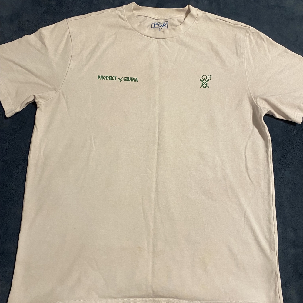 Off-White Ivory Tee with Green Accents